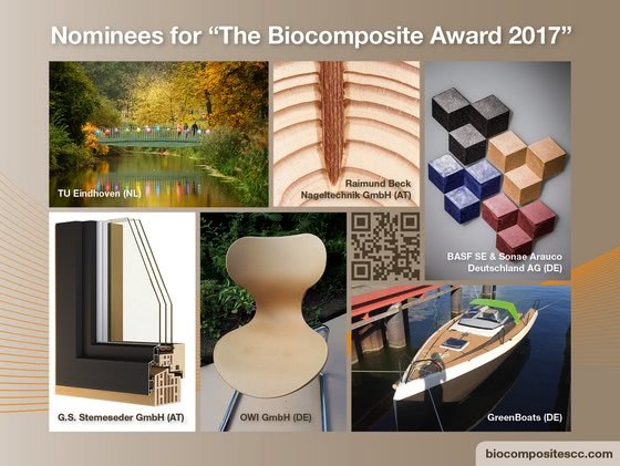 Nominees for the Innovation Award “Biocomposite of the Year 2017” 