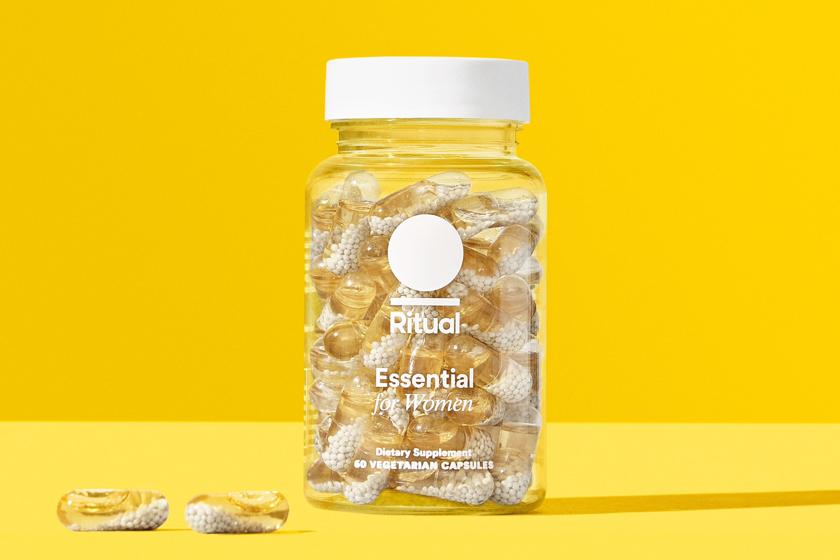 PET container for Ritual multivitamins made from 100% recycled content