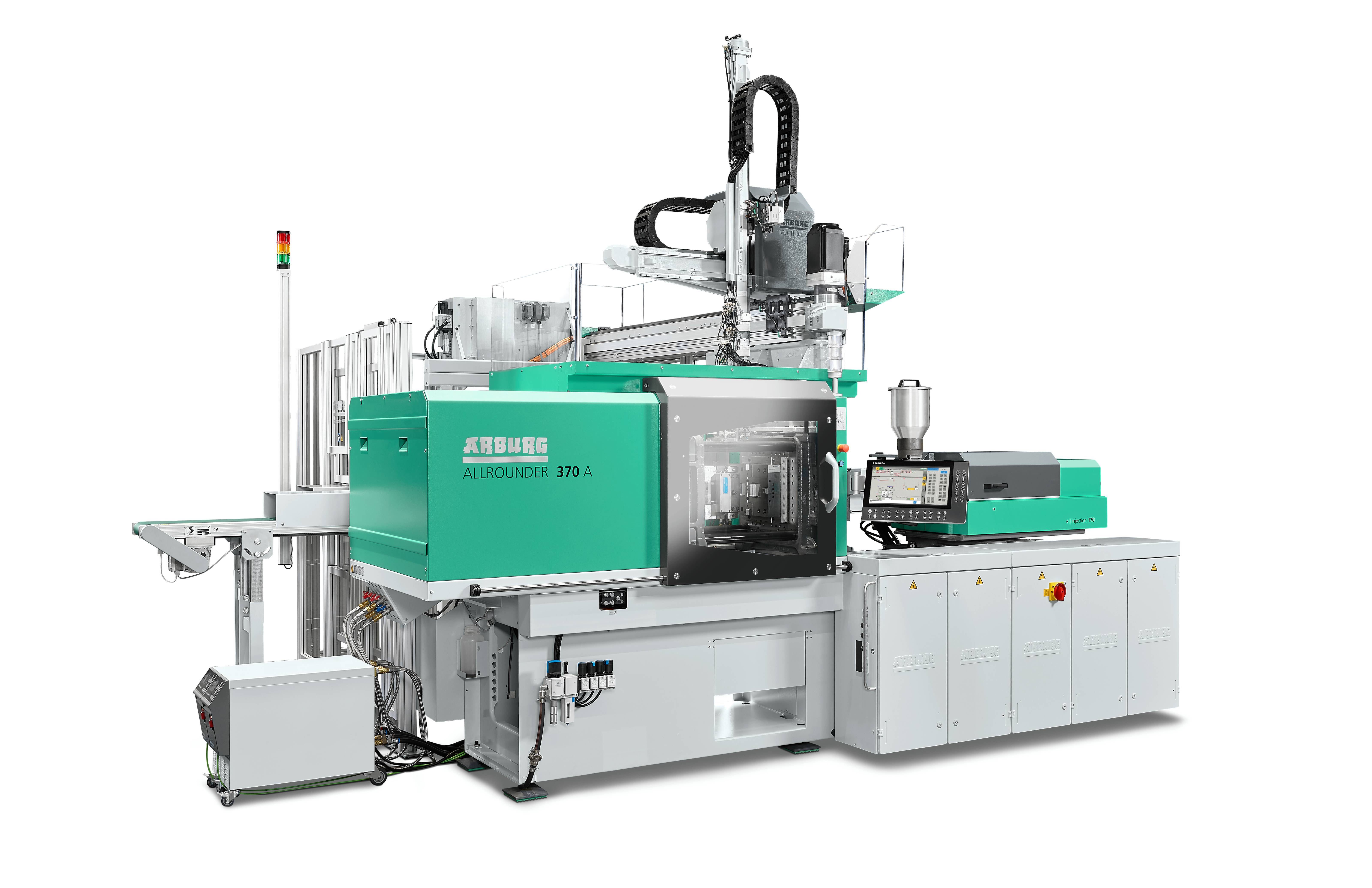 An electric Allrounder 370 A with Multilift Select 8 is used to process “paper pearls”, an alternative material with over 50 per cent fibre content