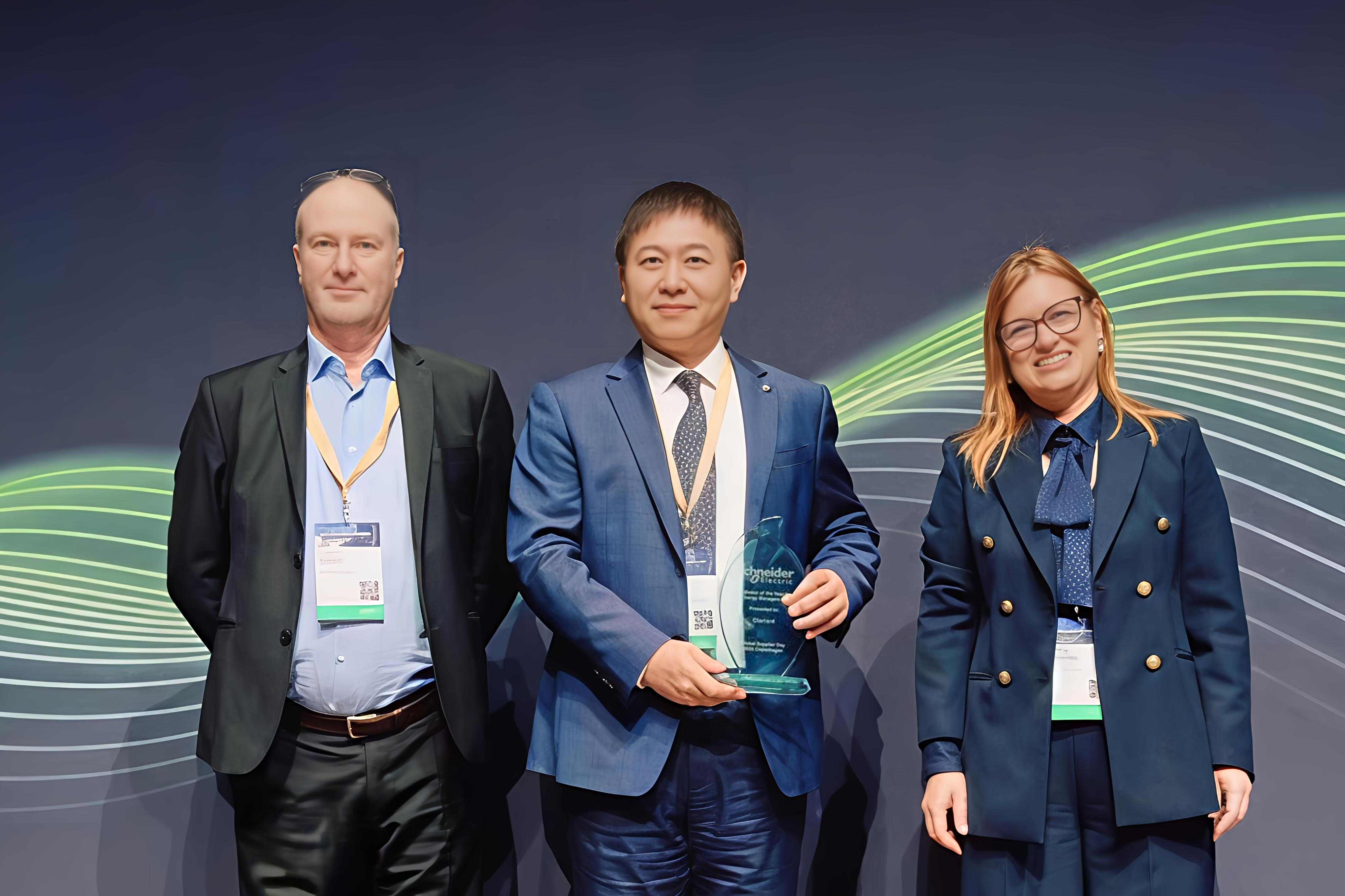 Left to right: Ludovic Audoin, Vice President of Raw Materials & Fabricated Components, Schneider Electric; Zhigang Miao, Head of Additives, Clariant; Vanya Manolova, Vice President of Europe Procurement, Schneider Electric