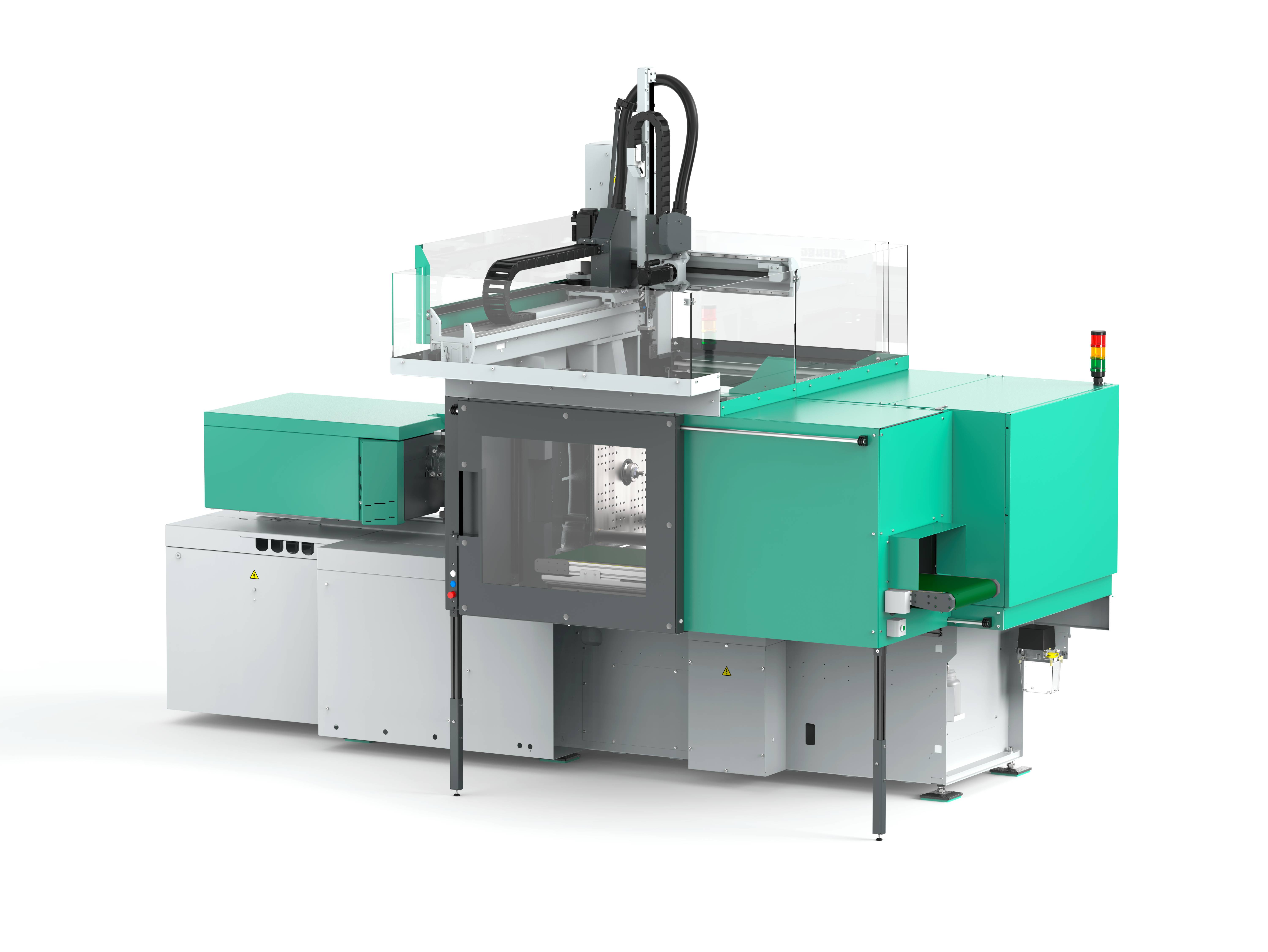 For automated injection moulding production, Allrounder Trend machines can be equipped with robot systems and compact safety guards from Arburg