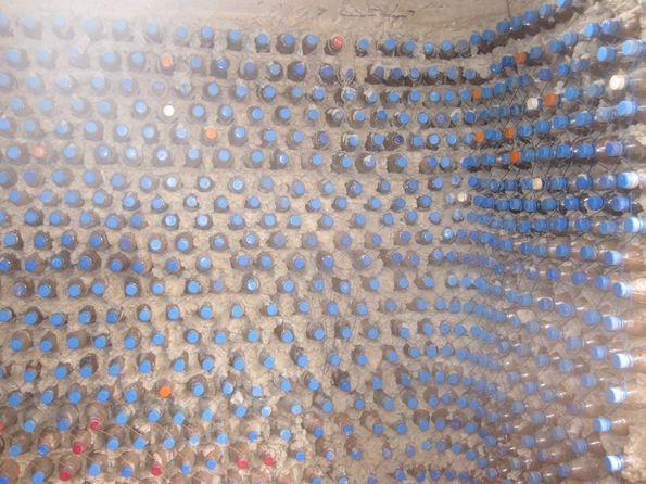 Recycled plastic bottle house