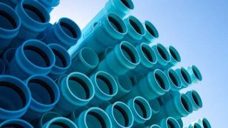 Plastic pipes play a sign